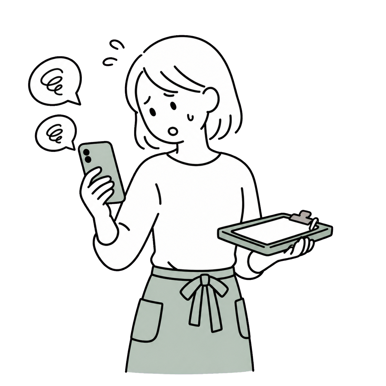 忙しくて口コミへ返信できていない女性店舗オーナーのイラスト