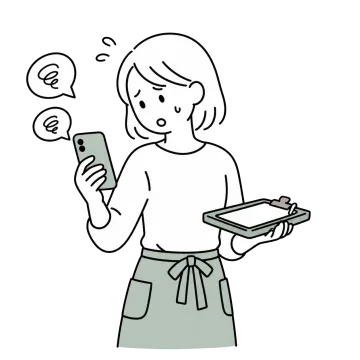 忙しくて口コミへ返信できていない女性店舗オーナーのイラスト